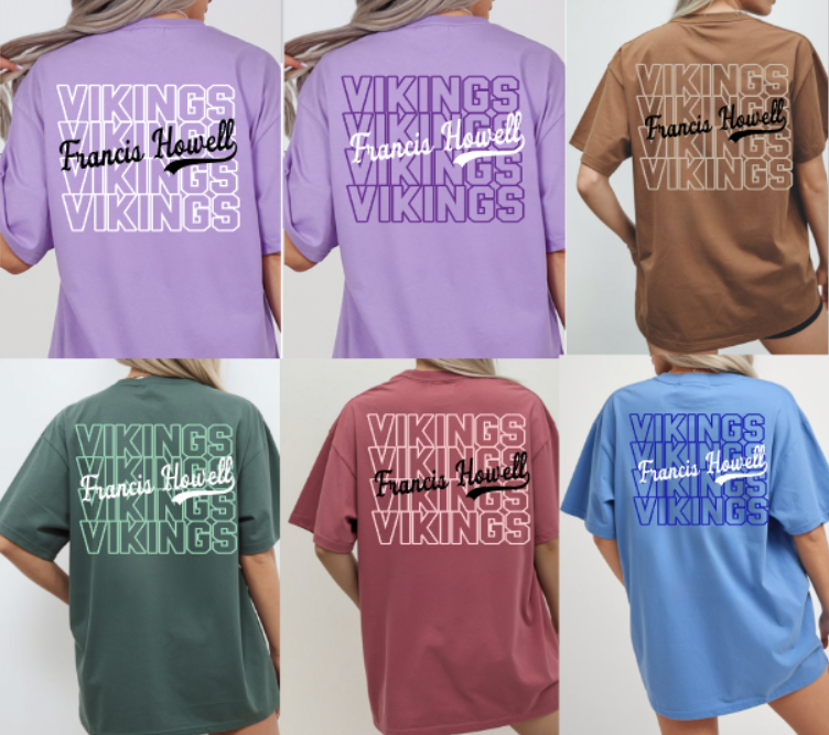 ADULT monochromatic stacked vikings T shirt