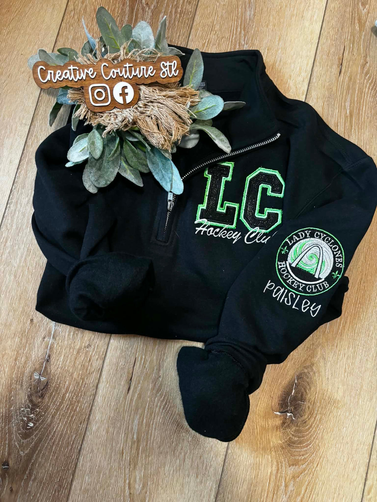 LC GLITTER EMBROIDERED QUARTERZIP