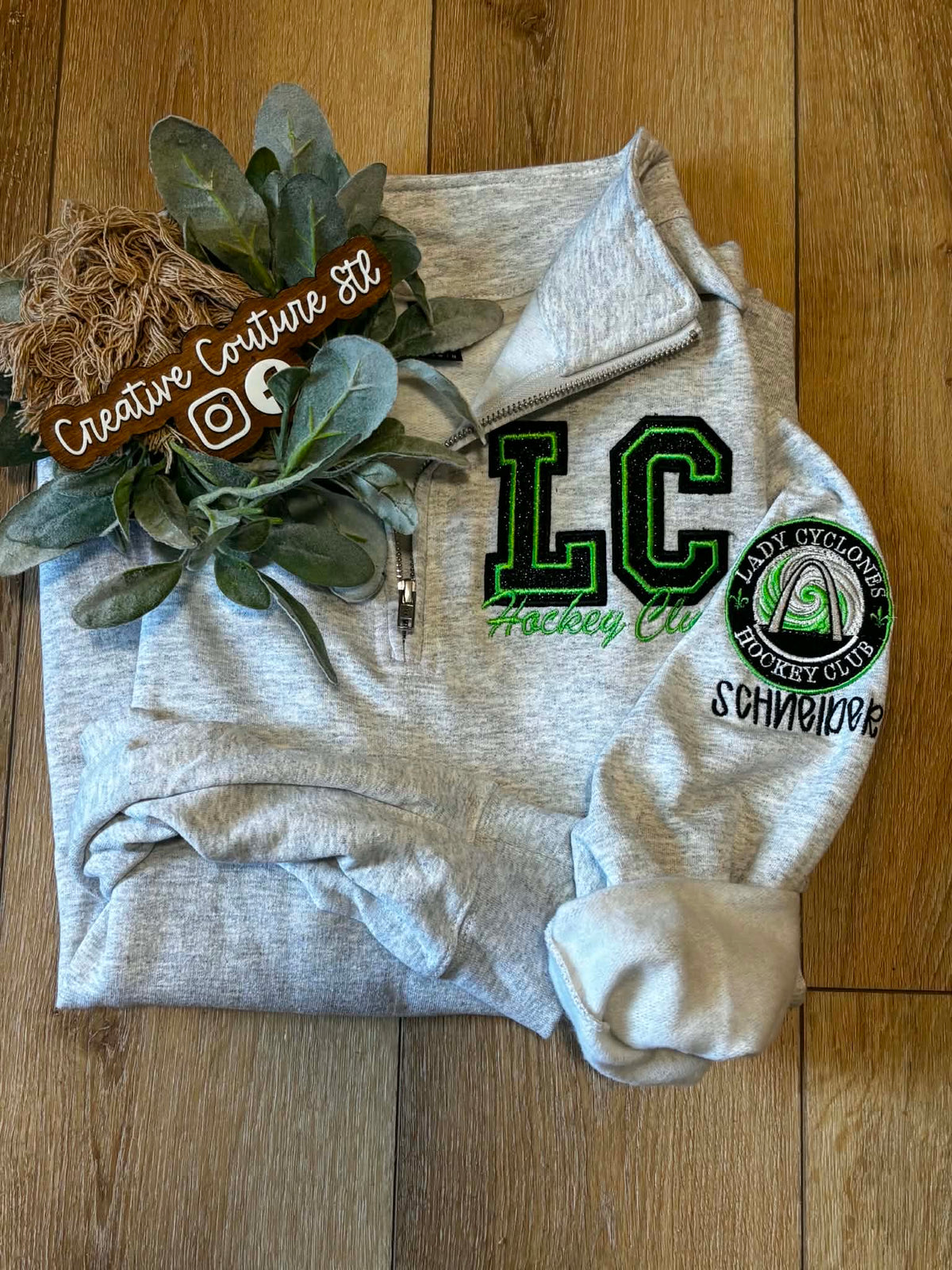 LC GLITTER EMBROIDERED QUARTERZIP