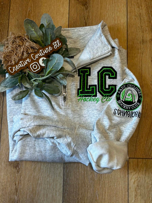 LC GLITTER EMBROIDERED QUARTERZIP