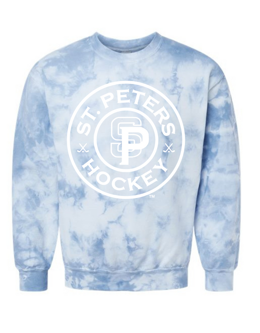 St Peters all one color logo Tie Dye Crewneck WHITE LOGO