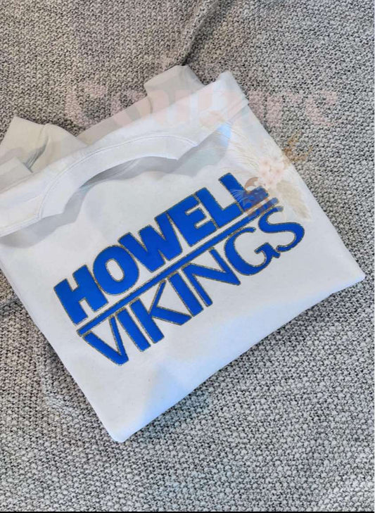 Howell Vikings Royal Puff and Gold Glitter Crewneck