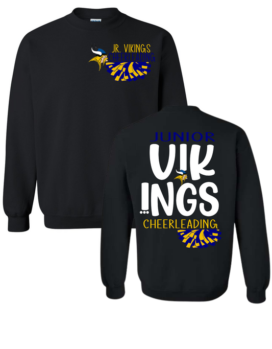 YOUTH Howell Jr. Vikings Cheer double sided Fun font and pompom crewneck